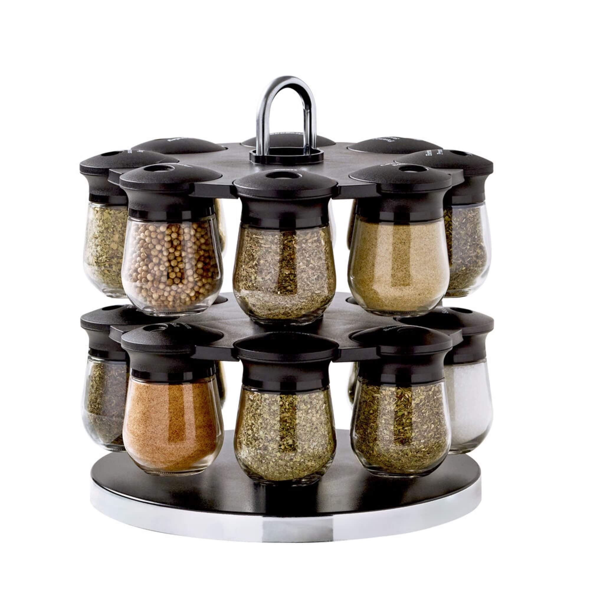 16-jar Hanging Spice Rack With Pre – Filled Glass Jars – Galyos.net